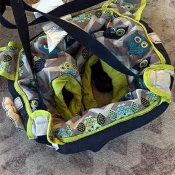 Evenflo ExerSaucer Door Jumper Blue Green Owl Print - Picture 3 of 3